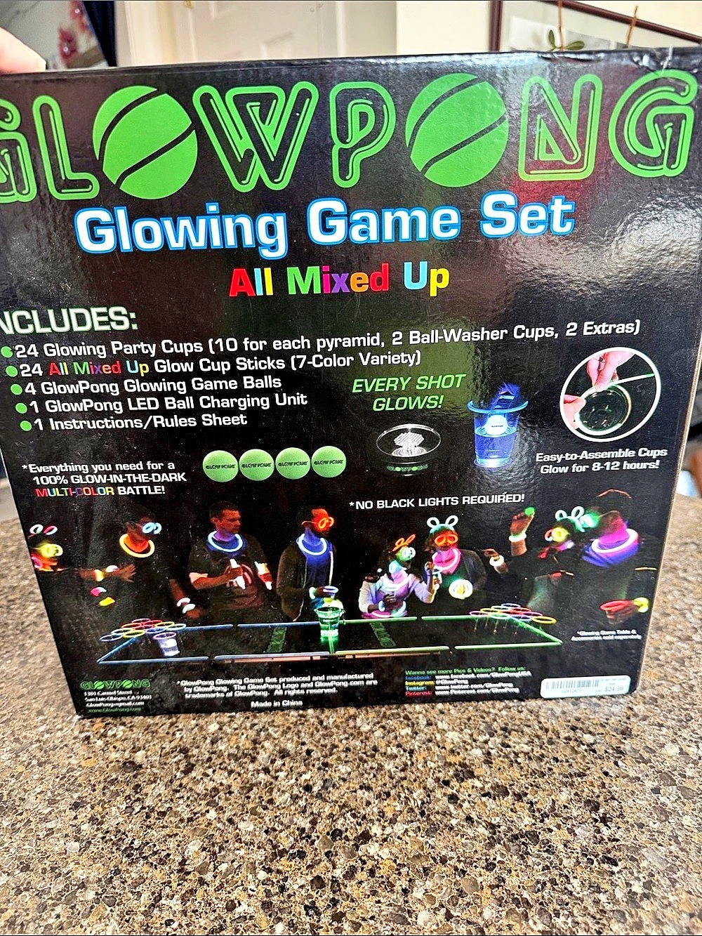 Glow Pong Glowing Game Set All Mixed Up Glow-in-the-Dark Party Game Set